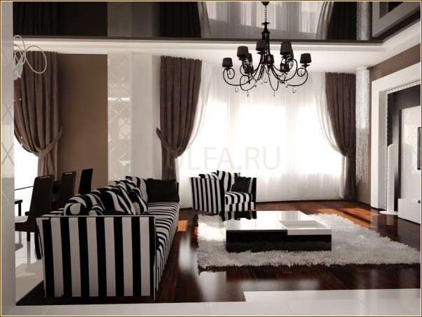Использование мебели в интерьере в черно-белую полоску