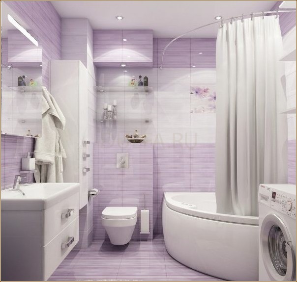 Оформление ванной комнаты в фиолетово-сиреневых тонах