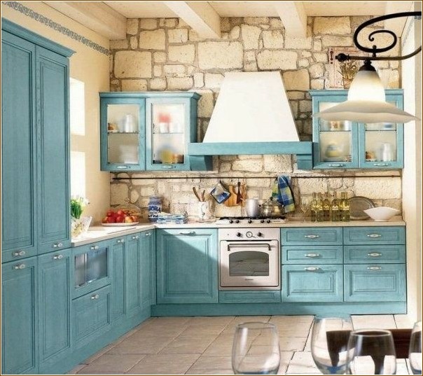 Голубая кухня в стиле прованс: особенности выбора мебели и дизайна интерьера