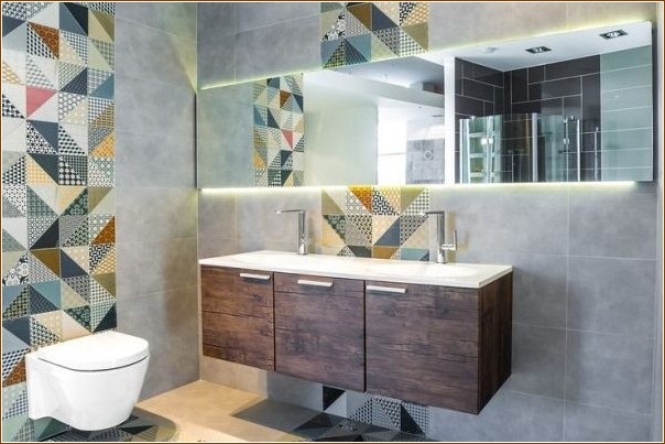 Модный лоскутный дизайн ванной комнаты