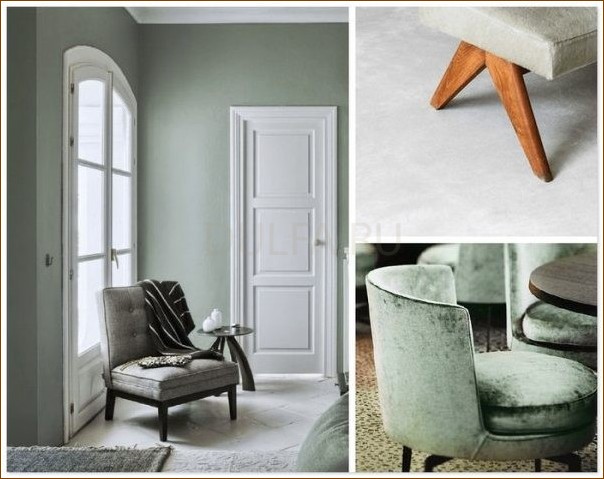 The right green for an interior is a sage shade. Tenderness, calmness and trust in the world can be shown with its help