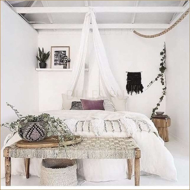 Уютная и красивая спальня в стиле бохо