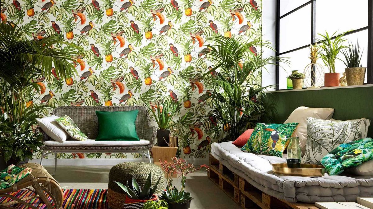 Как создать тропический лес в доме: советы по выбору текстиля, освещения, декоративных элементов, обоев и красок
