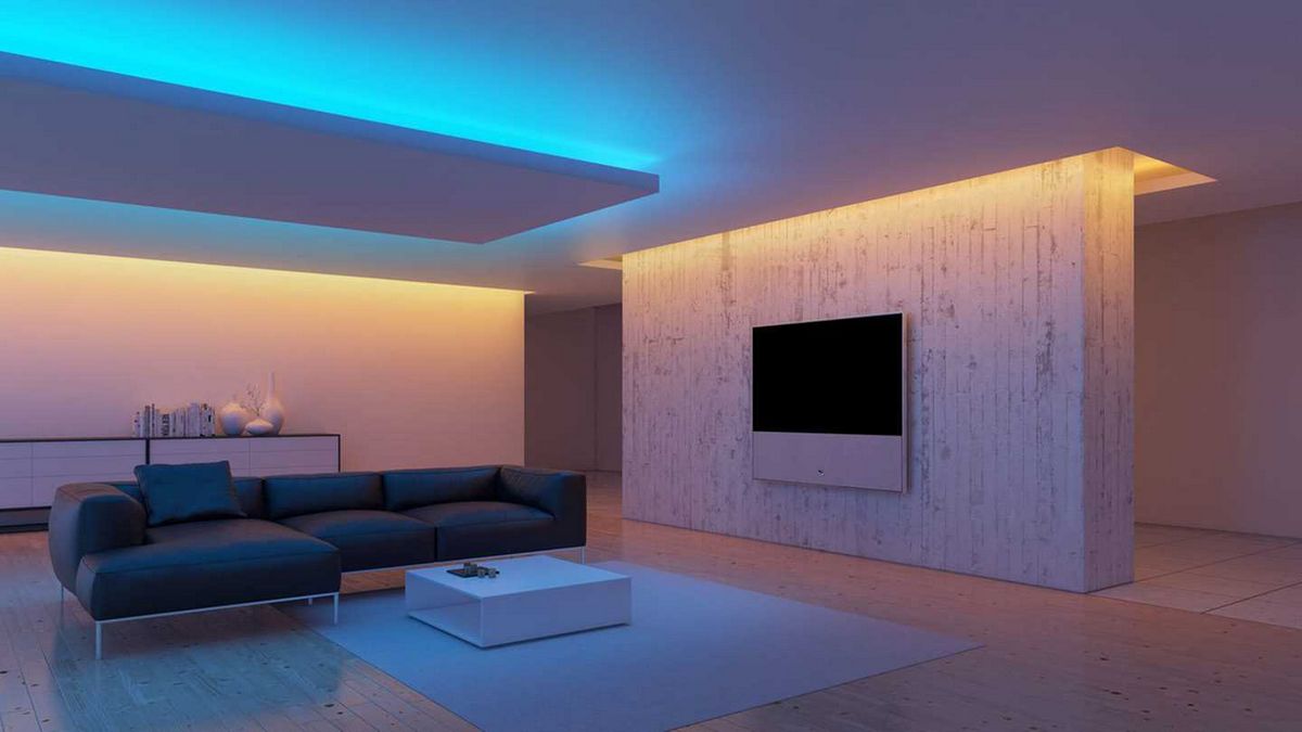 Светодиодная лента в оформлении гостиной: зонирование и виды светодиодных лент